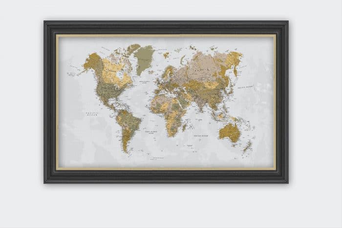 Rusvai gelsvas pasaulio žemėlapis