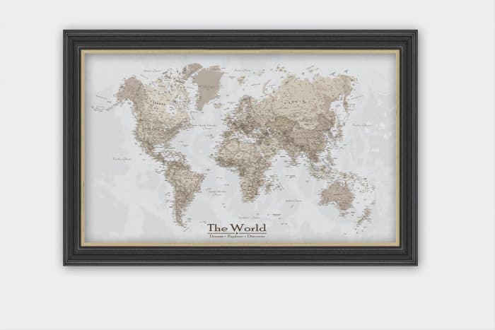 Švelniai rudas pasaulio žemėlapis